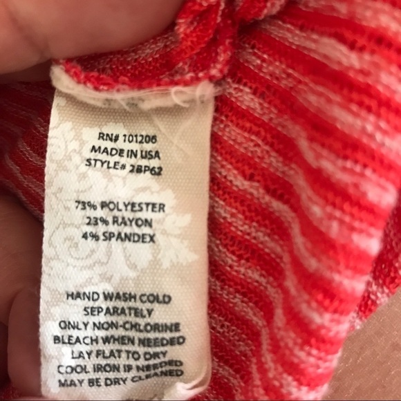 Soft surroundings red short sleeve white stripe top (T1) - Picture 4 of 4